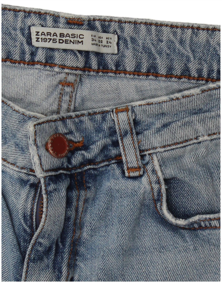 ZARA koniske jeans til kvinder EU 34 2XS W24 L26 Blå blomster