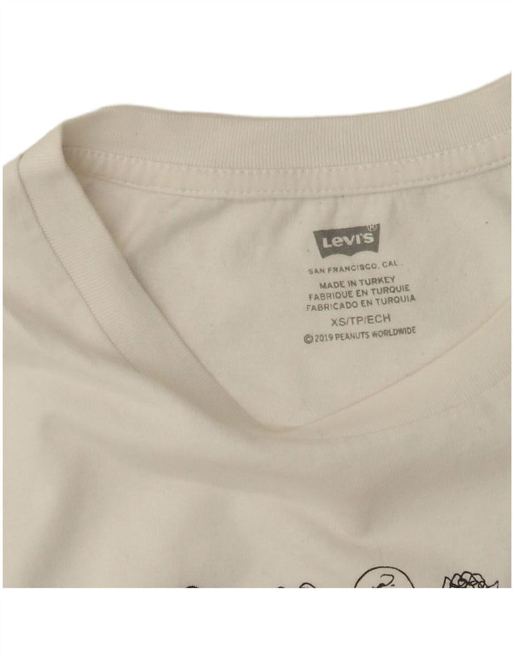 Levi's Dame Peanuts Grafisk T-Shirt Top UK 6 XS Hvid