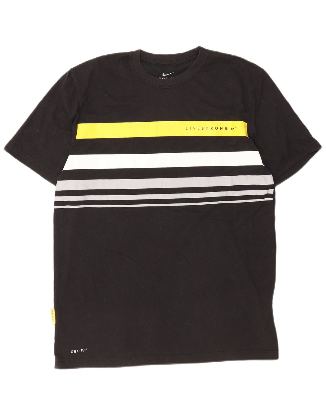 Nike Herre Dri Fit T-Shirt Top Stor Sort Colourblock Polyester