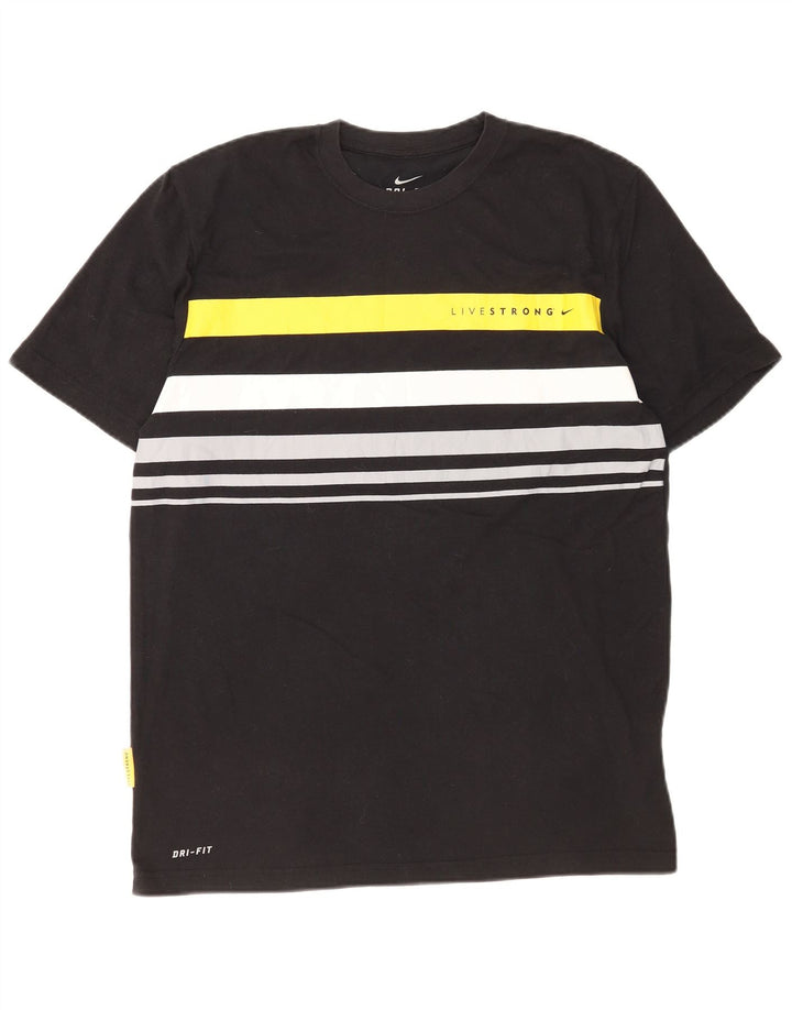 Nike Herre Dri Fit T-Shirt Top Stor Sort Colourblock Polyester