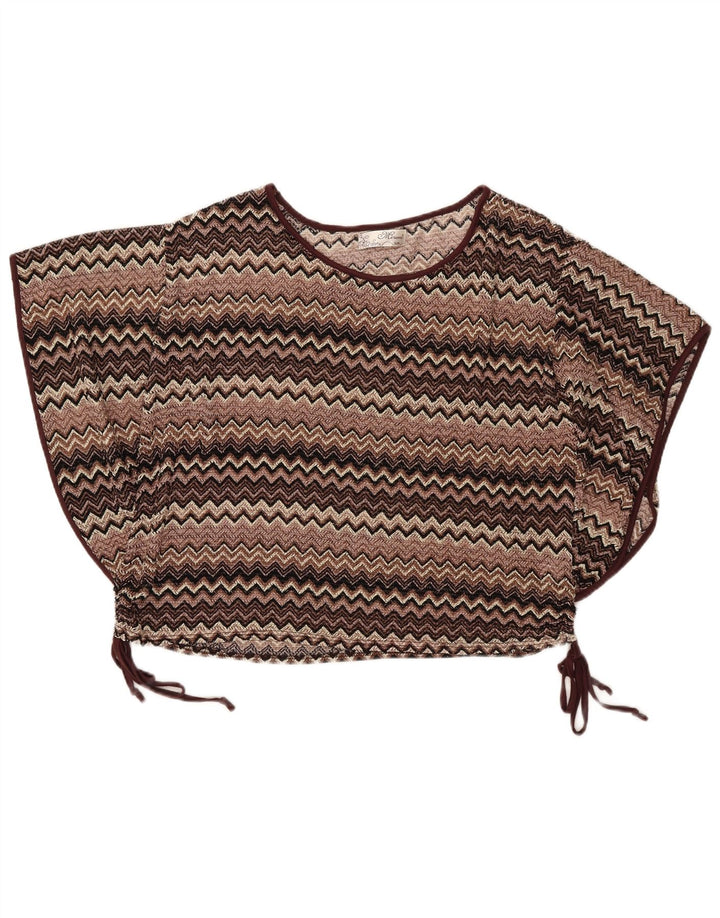 Mizumi Dame Batwing Oversized Bluse Top UK 10 Small Brown Chevron