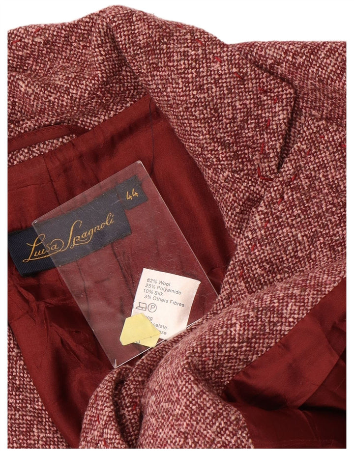 Luisa Spagnoli Dame 3-knaps blazerjakke IT 44 Medium Rød Flecked Uld