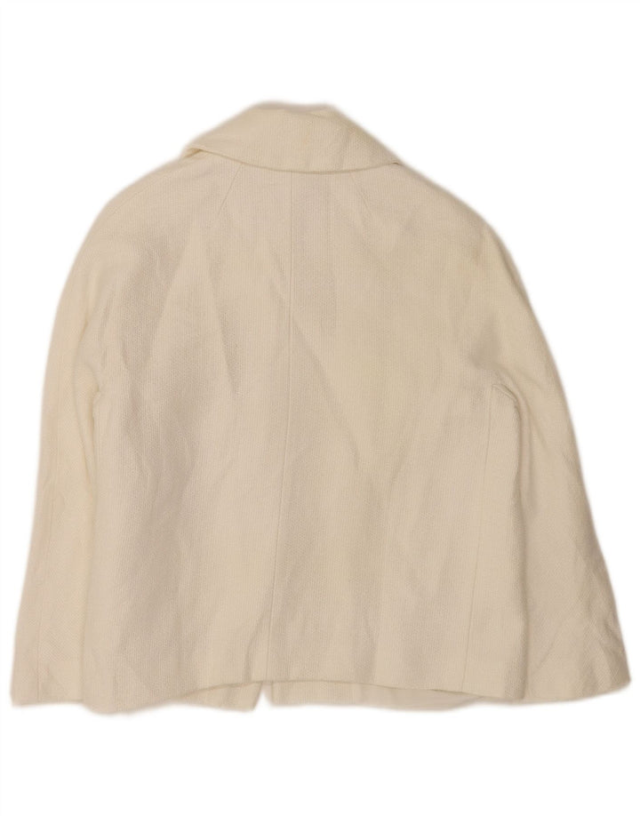 Massimo Dutti Dame Crop 2 Button Blazer Jacket EU 38 Medium White