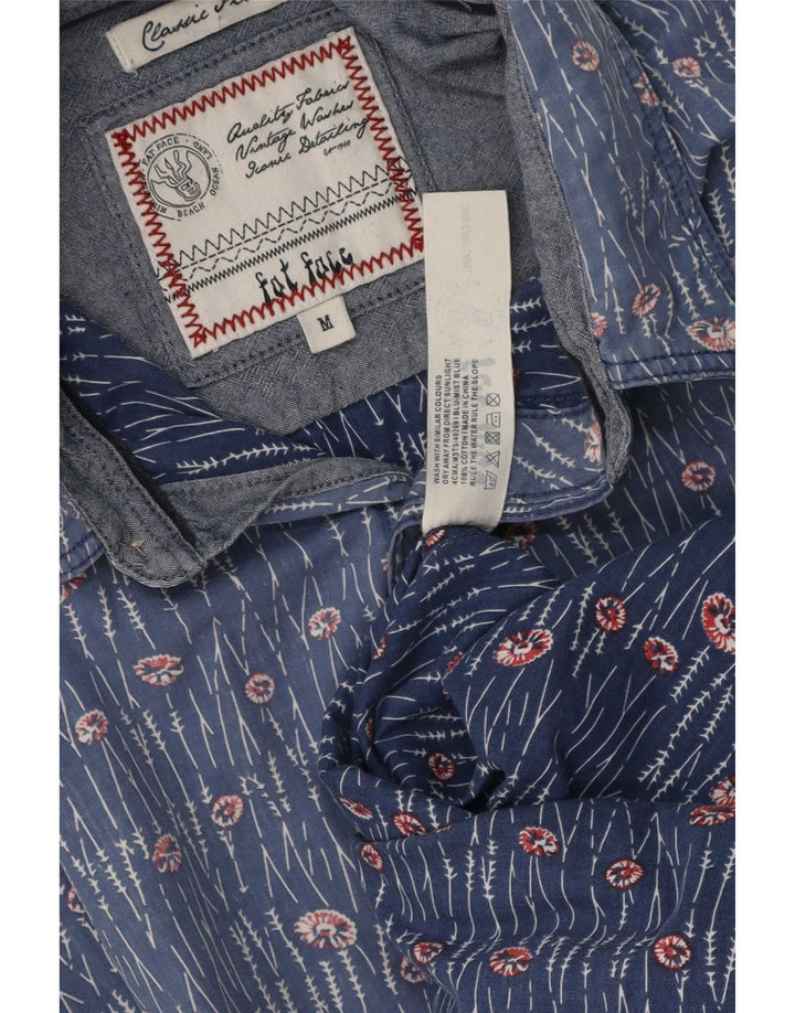 Fat Face Kortærmet Herre Klassisk Fit skjorte Medium Blue Floral Bomuld