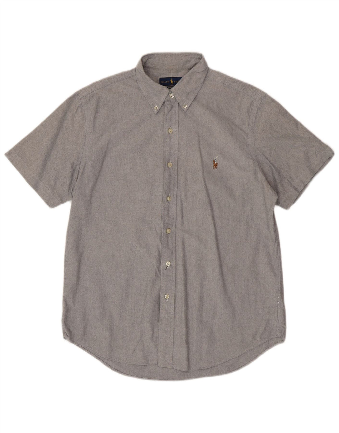 RALPH LAUREN Kortærmet herreskjorte med klassisk pasform mellemgrå bomuld