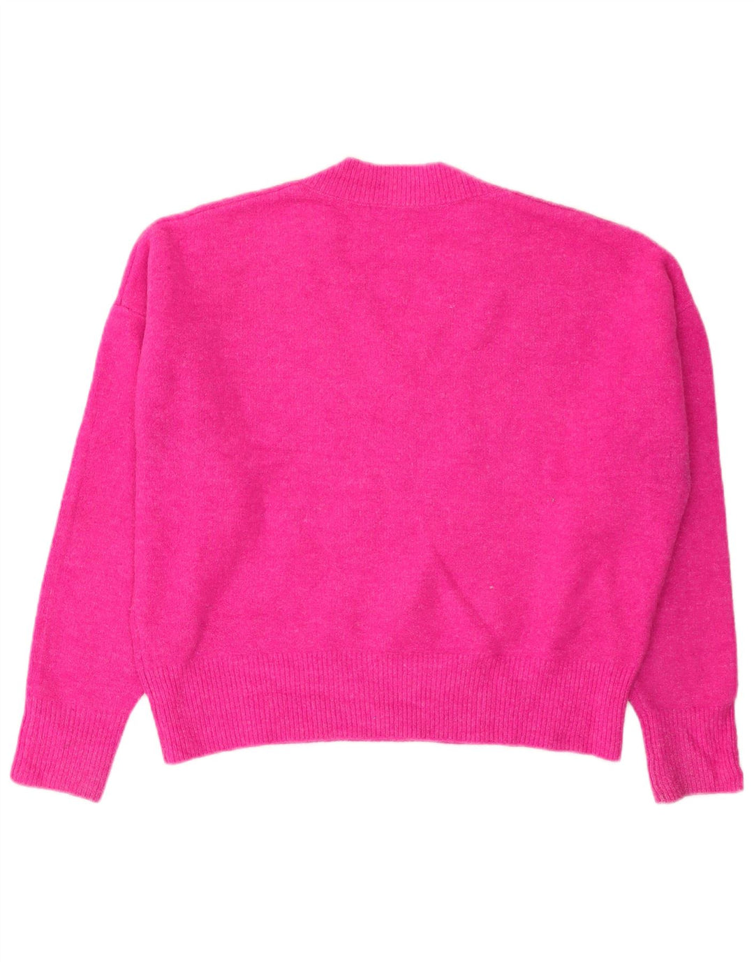 Zara Womens Oversized V-hals sweater UK 14 Medium Pink Akryl