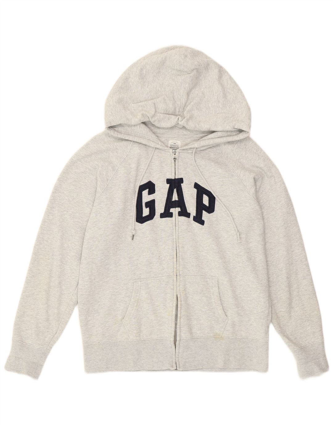 Gap Dame Grafisk Hættetrøje Sweater med lynlås Stor Grå Bomuld