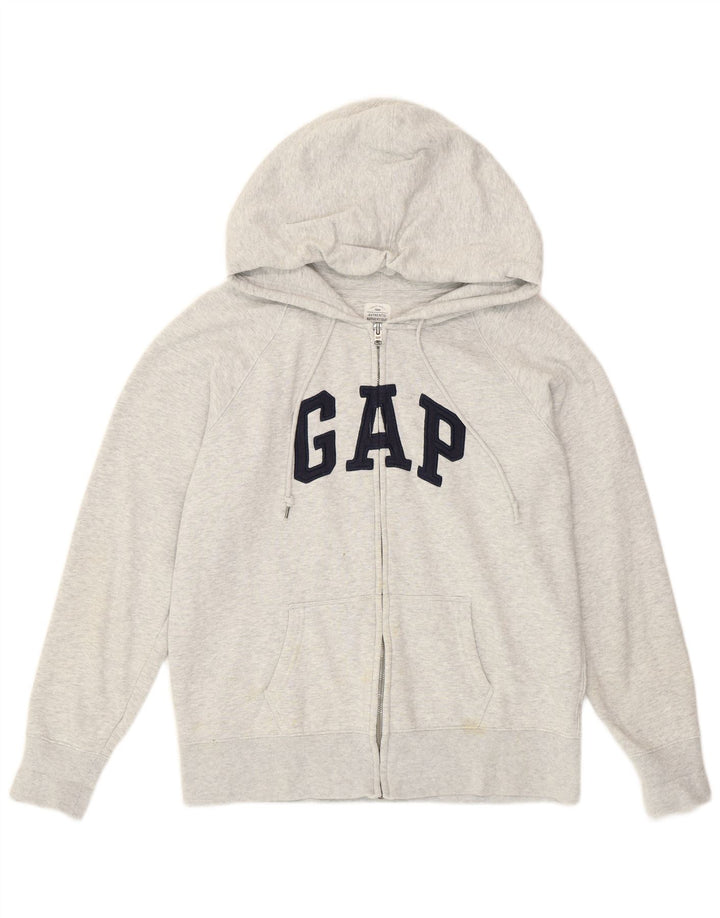 Gap Dame Grafisk Hættetrøje Sweater med lynlås Stor Grå Bomuld