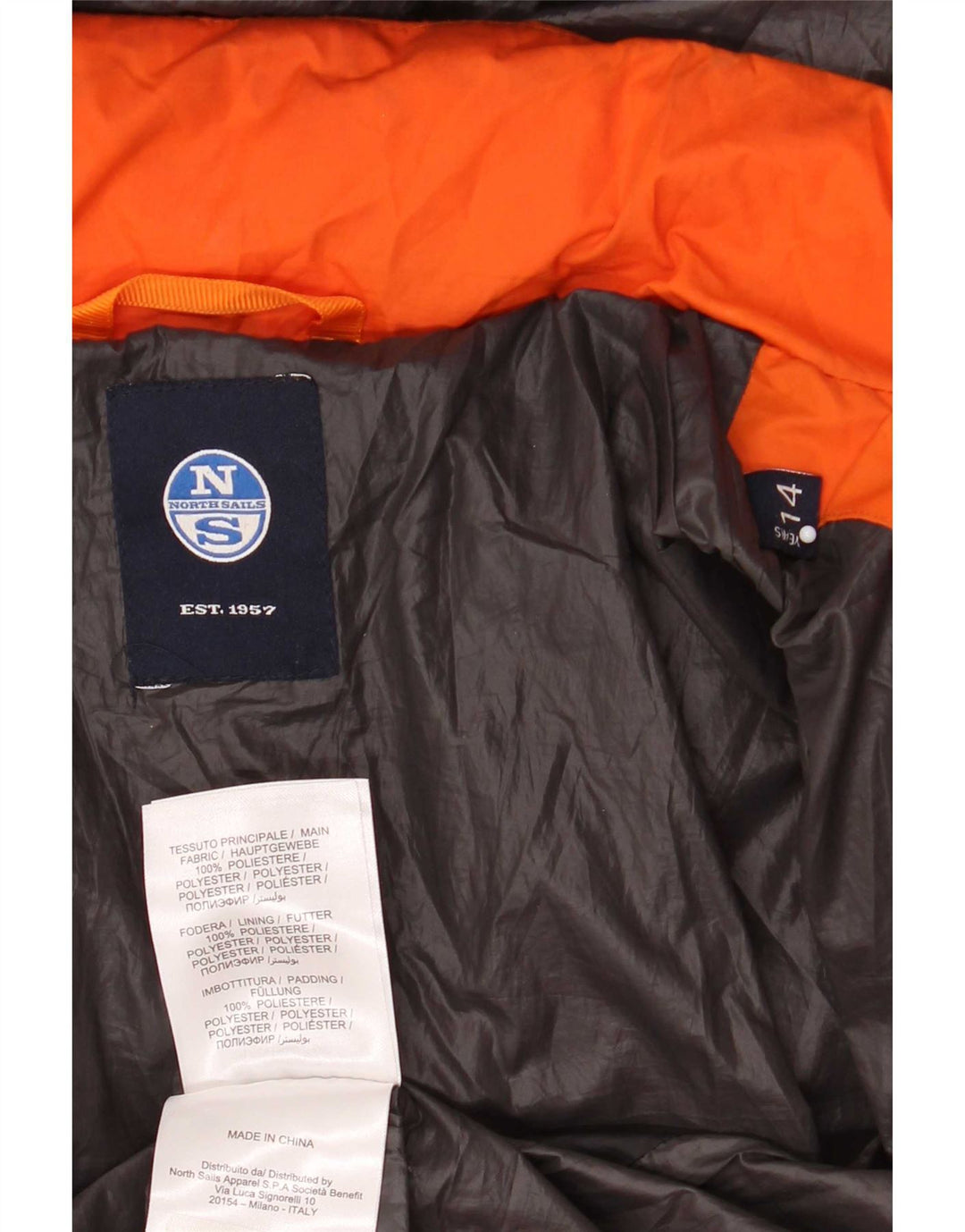 North Sails drenge grafisk polstret jakke 13-14 år orange farveblok