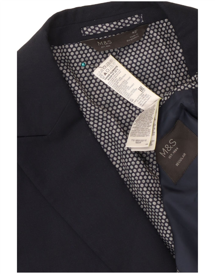 MARKS & SPENCER Herre 2-knaps blazerjakke UK 42 Large Navy Blue