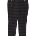 ZARA Womens Slim Casual Trousers Large W30 L28 Navy Blue Check Polyester