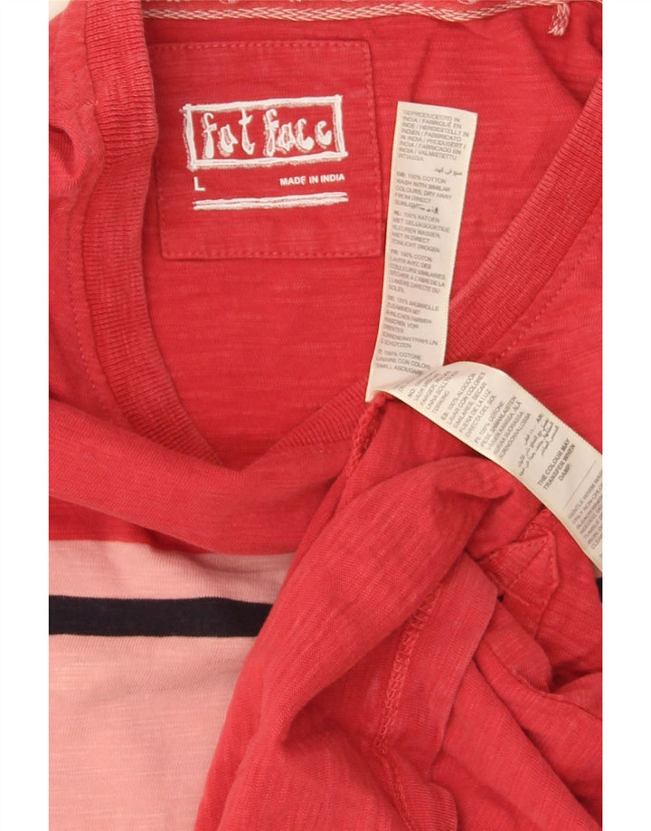 Fat Face Herre T-Shirt Top Stor Rød Colourblock Bomuld