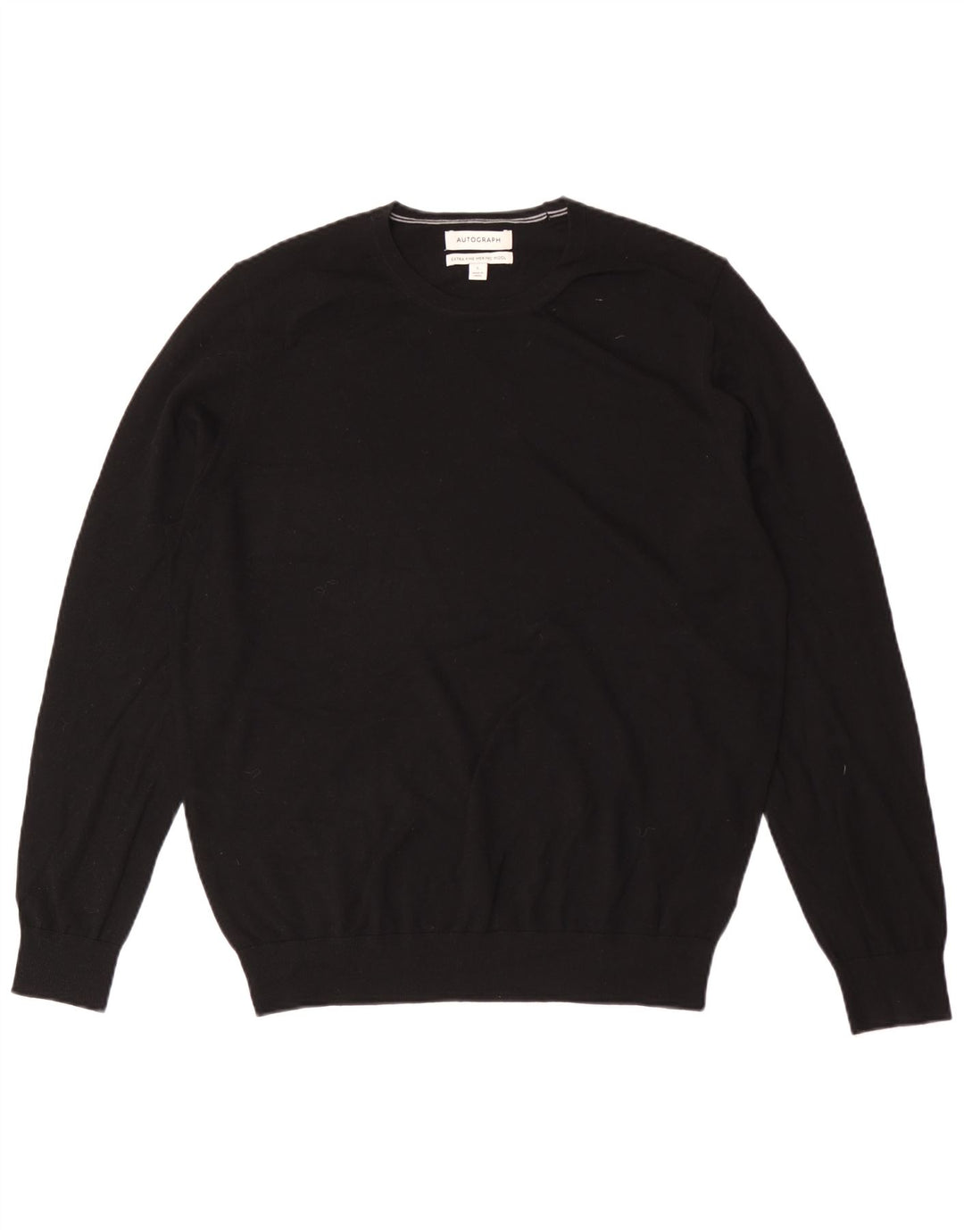 Autograf Herre Crew Neck Jumper Sweater Stor Sort Merinould