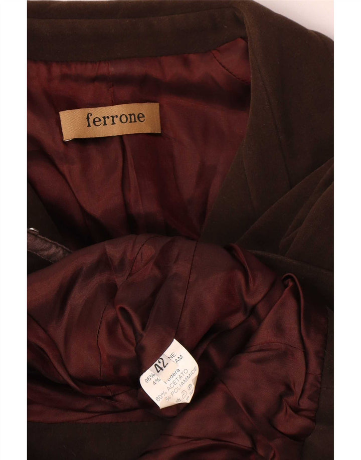 Ferrone Dame Blazer Jacket IT 42 Medium Brun Bomuld