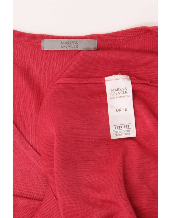 Marks & Spencer Dame V-hals sweater UK 8 Small Pink Acryl