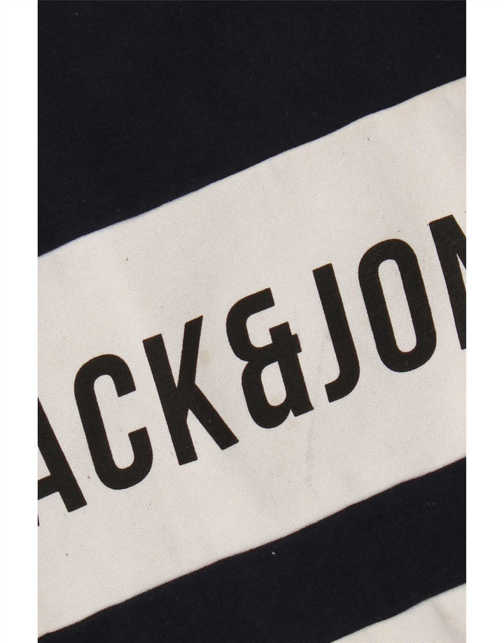 Jack & Jones grafisk sweatshirt til mænd, stor marineblå farveblok