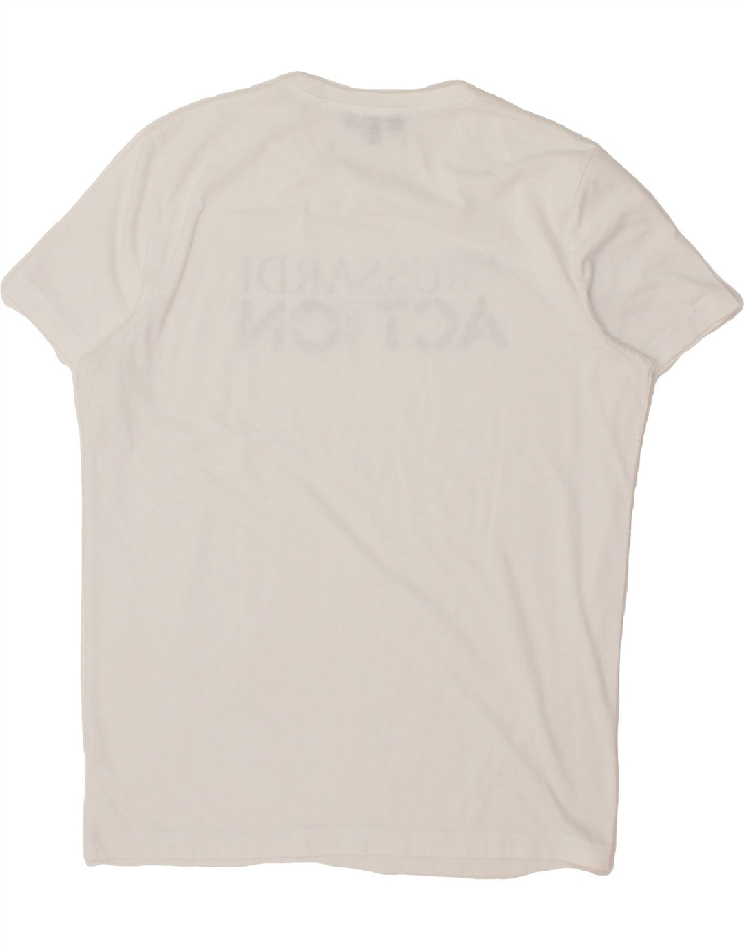TRUSSARDI Mens Action Slim Graphic T-Shirt Top 2XL White Polyester Vintage Trussardi and Second-Hand Trussardi from Messina Hembry 