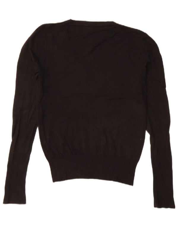 Zara Womens Crop V-hals sweater UK 10 Small Black