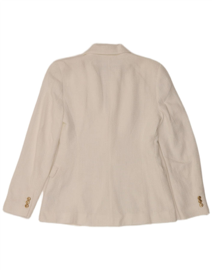 Zara Dame Dobbeltradet Blazer Jacket UK 10 Small White Bomuld
