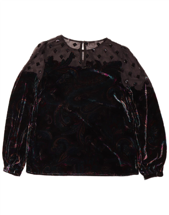 Monsoon Dame Bluse Top UK 8 Lille Grøn Paisley Nylon