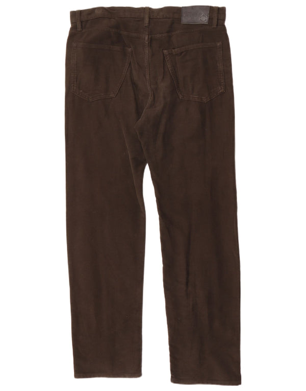Marks & Spencer Mens Straight Casual Trousers W36 L33 Khaki Cotton