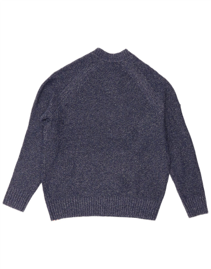 Superdry sweater med rund hals til mænd, medium blå flækket polyester
