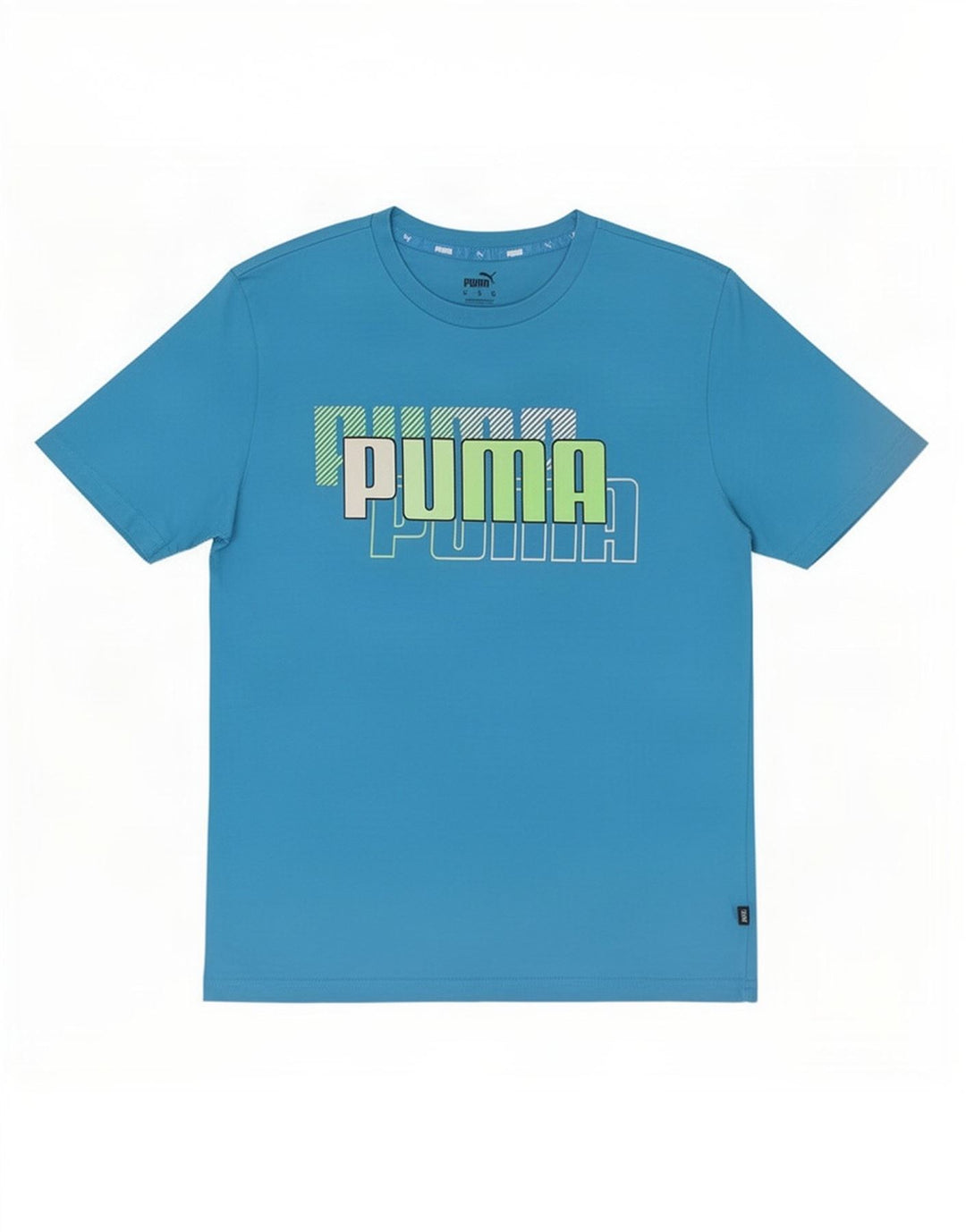 Puma Herre grafisk T-shirt Top Medium Blå Bomuld