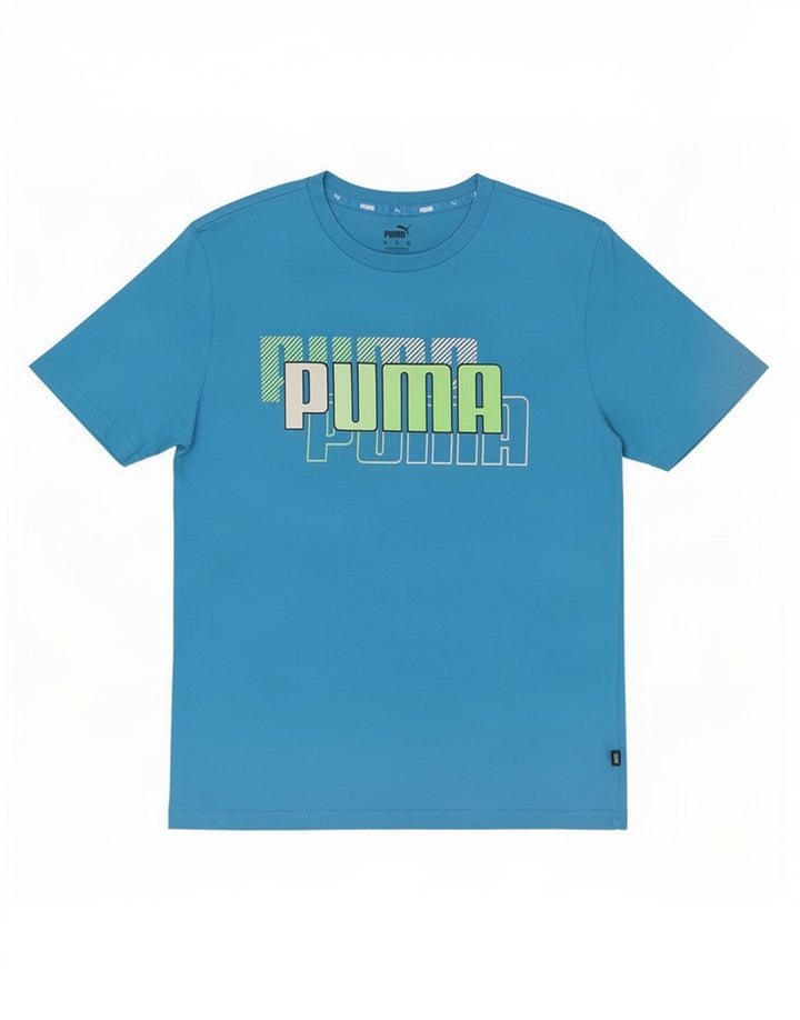 Puma Herre grafisk T-shirt Top Medium Blå Bomuld