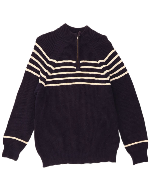 Boden Herre Zip Neck Jumper Sweater Medium Marineblå Stribet Bomuld