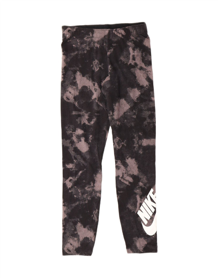 NIKE Womens Graphic Leggings UK 8 Small Black Tie Dye Cotton Vintage Nike and Second-Hand Nike from Messina Hembry 