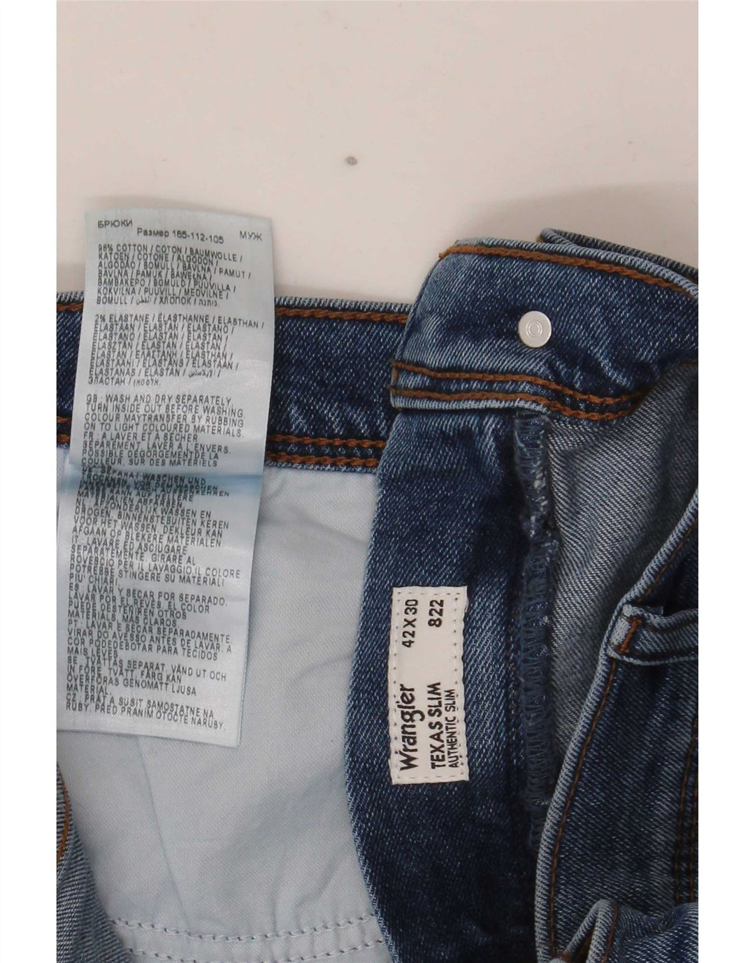 Wrangler Herre Texas Slim Jeans W42 L30 Blå Bomuld