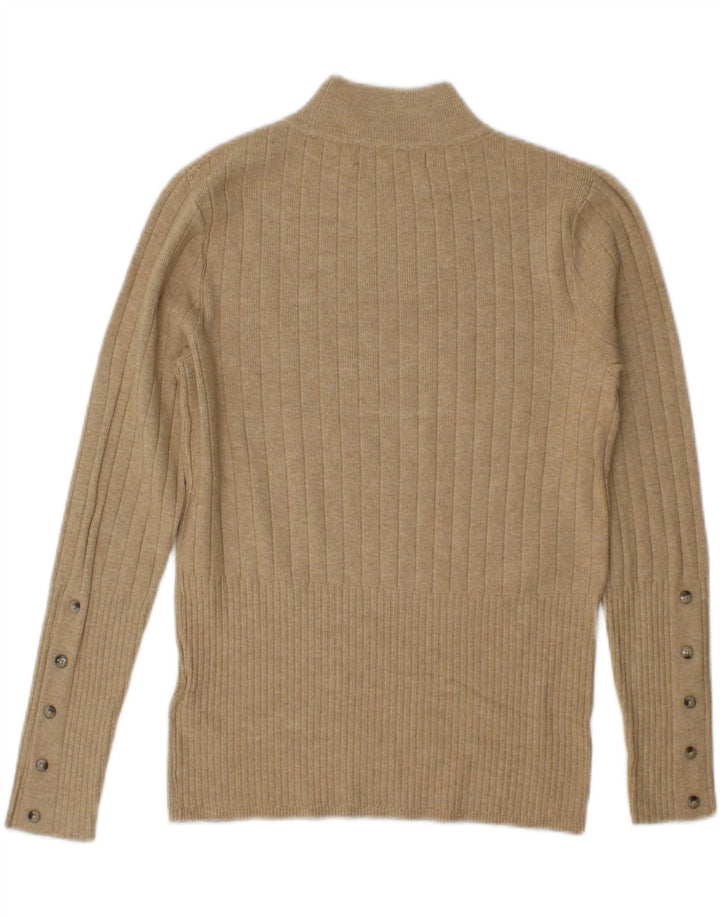 Marks & Spencer Dame Turtle Neck Jumper Sweater UK 10 Small Beige Viscose