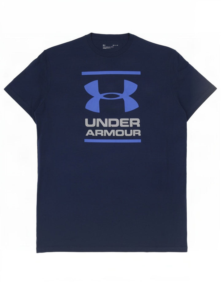 Under Armour Herre grafisk T-shirt Top Medium Marineblå Bomuld