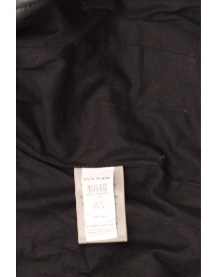 River Island Dame Læder Biker Jacket UK 12 Medium Sort