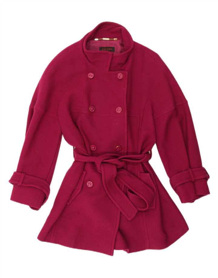 Escada Dame Dobbeltradet Frakke EU 44 XL Lilla Ny Uld
