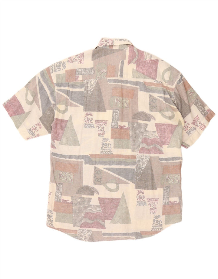CANDA Mens Short Sleeve Shirt Size 39/40 Medium Multicoloured Patchwork