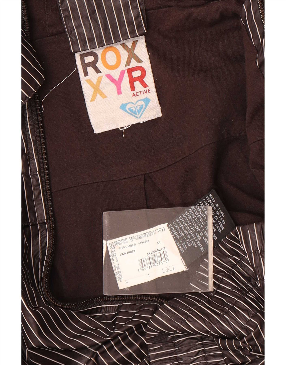 Roxy dame træningsdragt med hætte topjakke UK 18 XL grå nålestribet polyester