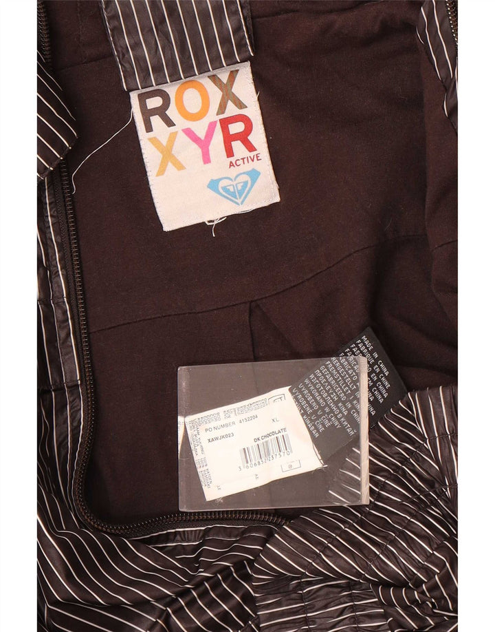 Roxy dame træningsdragt med hætte topjakke UK 18 XL grå nålestribet polyester