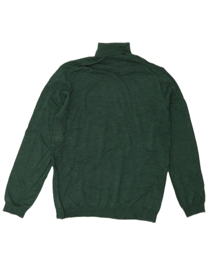 Zara Herre Roll Neck Jumper Sweater Stor Grøn Akryl