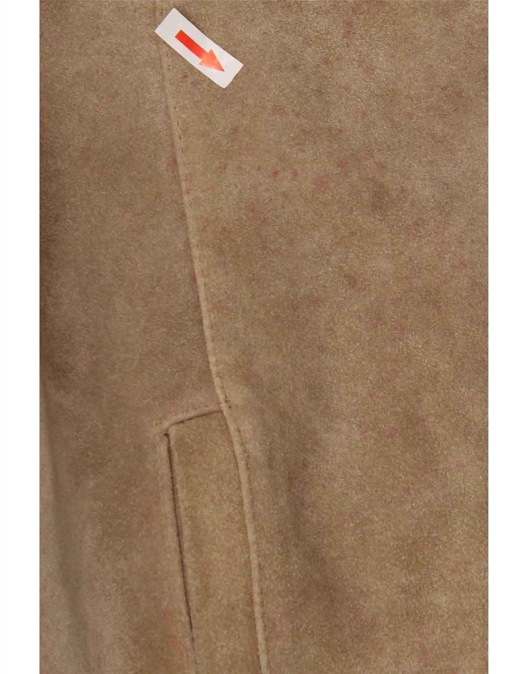 Vintage dame ruskind bomberjakke EU 50 XL Beige Colourblock polyakryl
