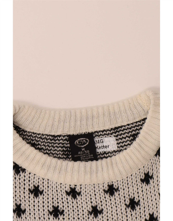 C&A Herre sweater med rund hals EU 48/50 Medium White Fair Isle