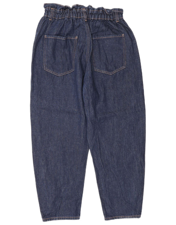 Zara Dame Højtaljede Crop Tapered Jeans EU 42 Large W32 L24 Marineblå