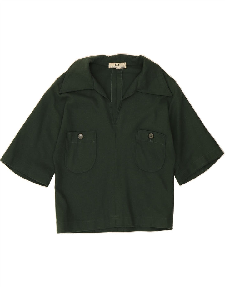 LES COPAINS Womens Short Sleeve Pullover Blouse Top UK 14 Medium Green Vintage Les Copains and Second-Hand Les Copains from Messina Hembry 