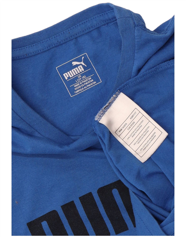 PUMA drenge grafisk t-shirt top 14-15 år stor blå bomuld