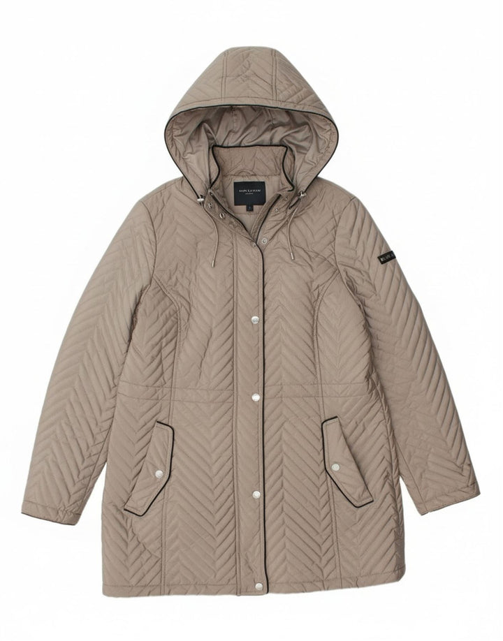 Dkny Dame Quiltet Overfrakke UK 16 Large Grå