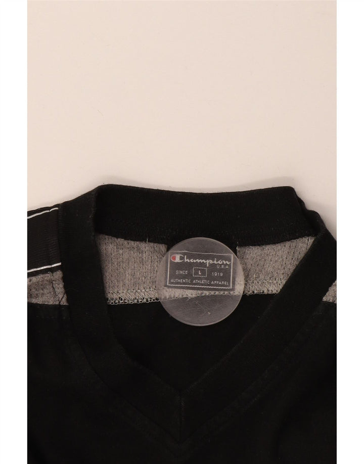 Champion Herre Grafisk T-Shirt Top Stor Sort Colourblock