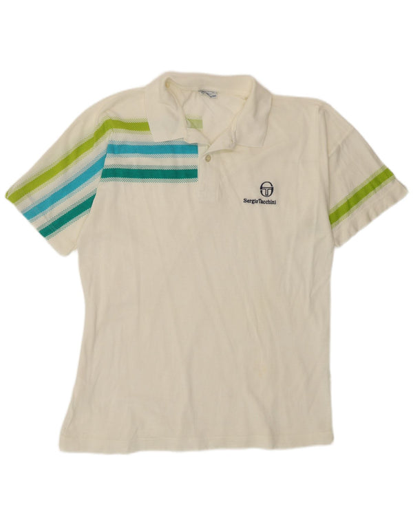 SERGIO TACCHINI Poloshirt til mænd IT 50 Medium Hvidstribet bomuld