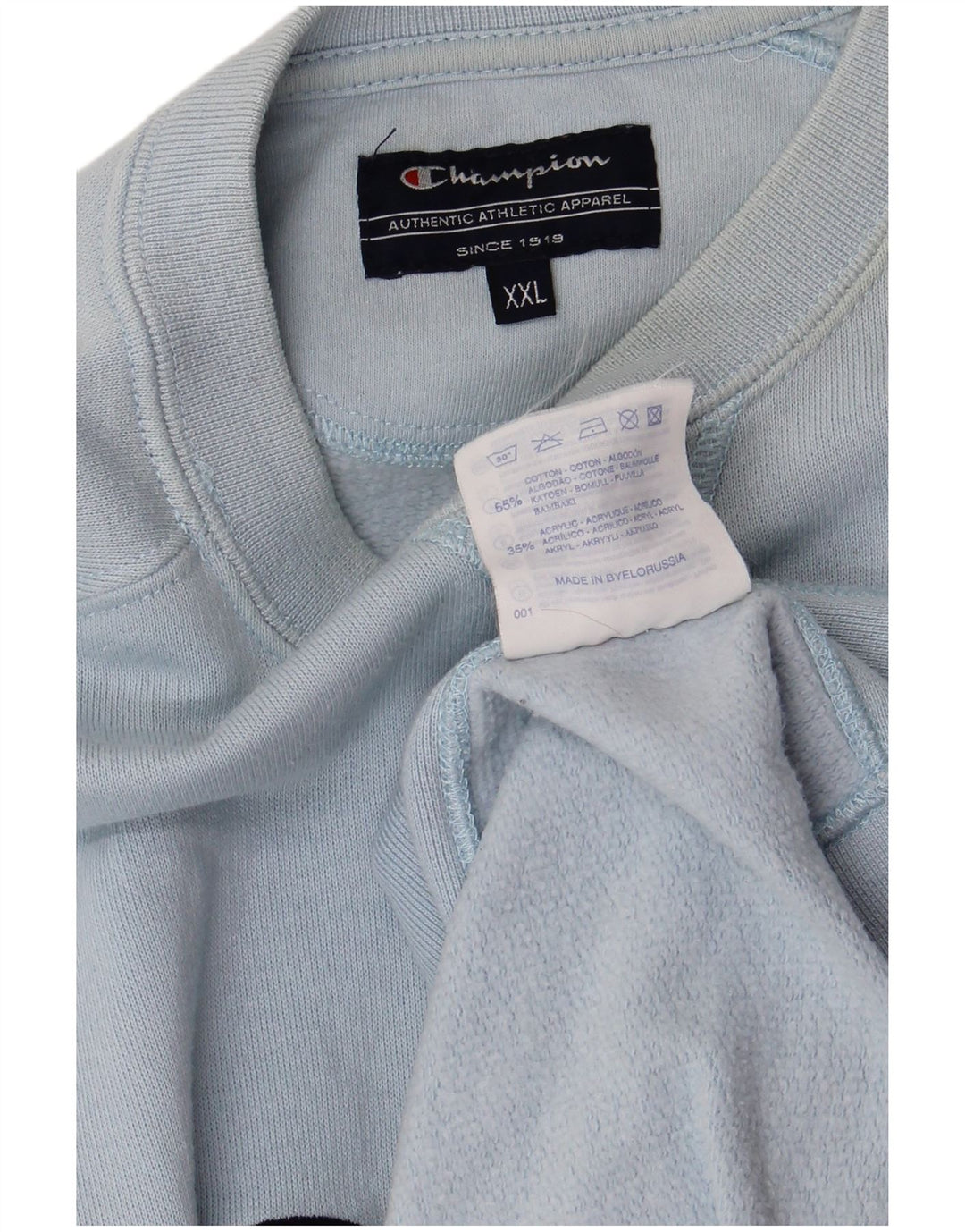Champion Herre Grafisk Sweatshirt Jumper 2XL Blå Bomuld