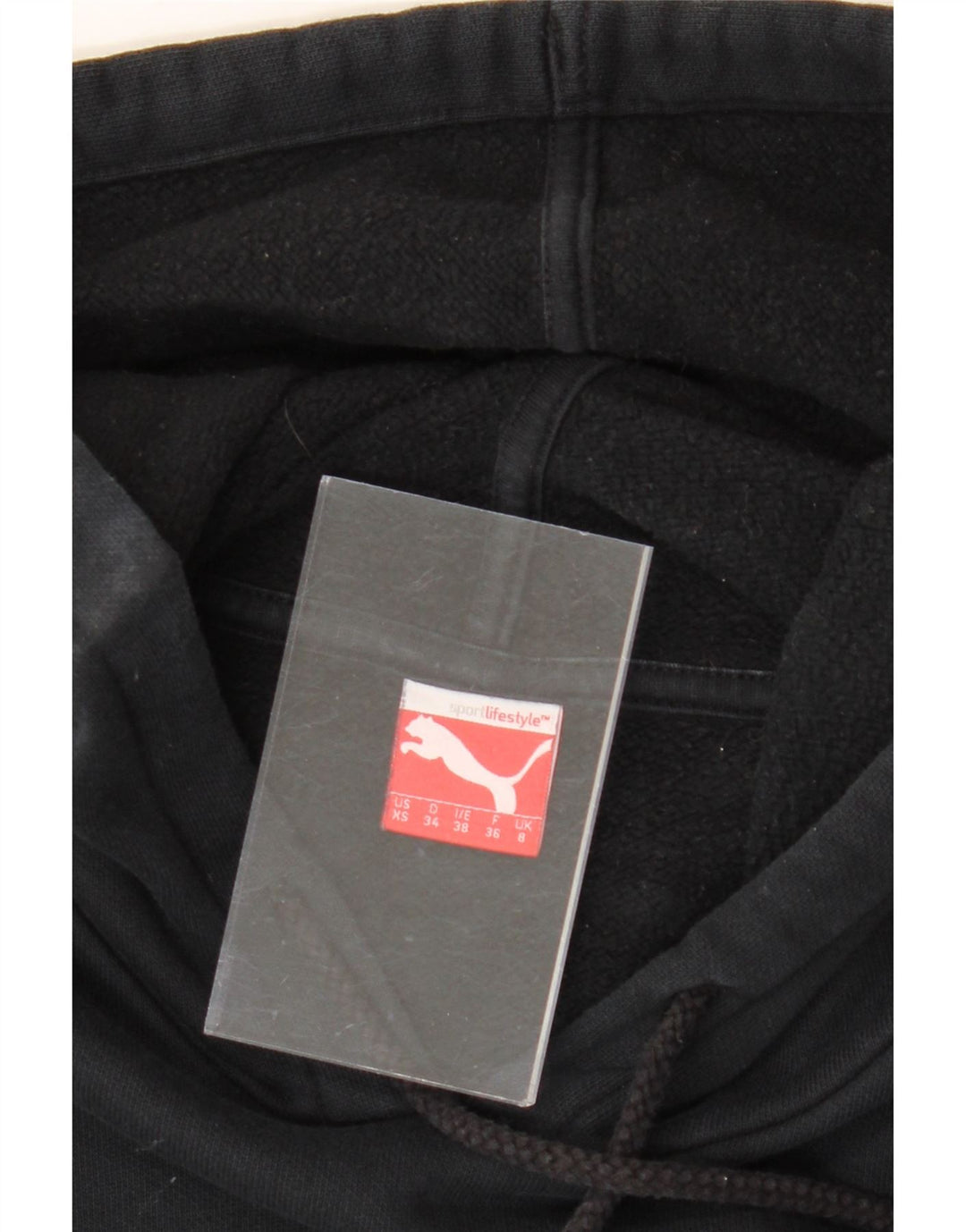 PUMA Womens Graphic Hoodie Jumper UK 8 Small Black Vintage Puma and Second-Hand Puma from Messina Hembry 
