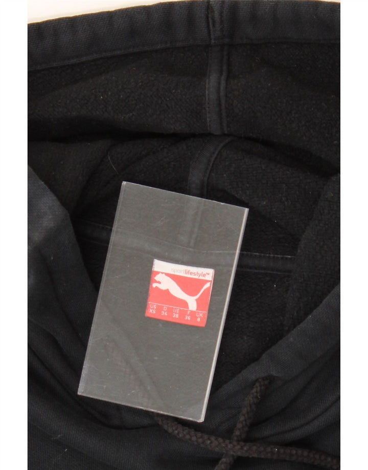 PUMA Womens Graphic Hoodie Jumper UK 8 Small Black Vintage Puma and Second-Hand Puma from Messina Hembry 